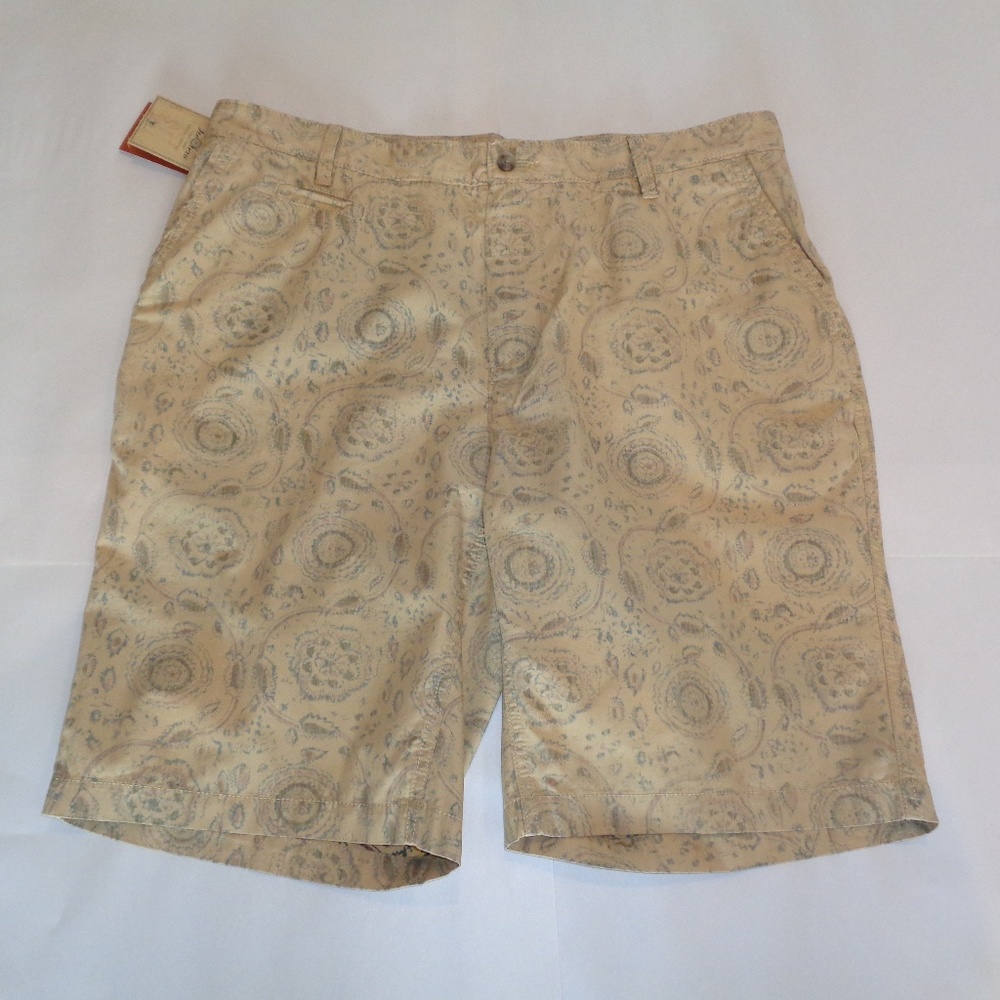 Tre Vero Size 36 Tan Print Cotton New Mens Shorts